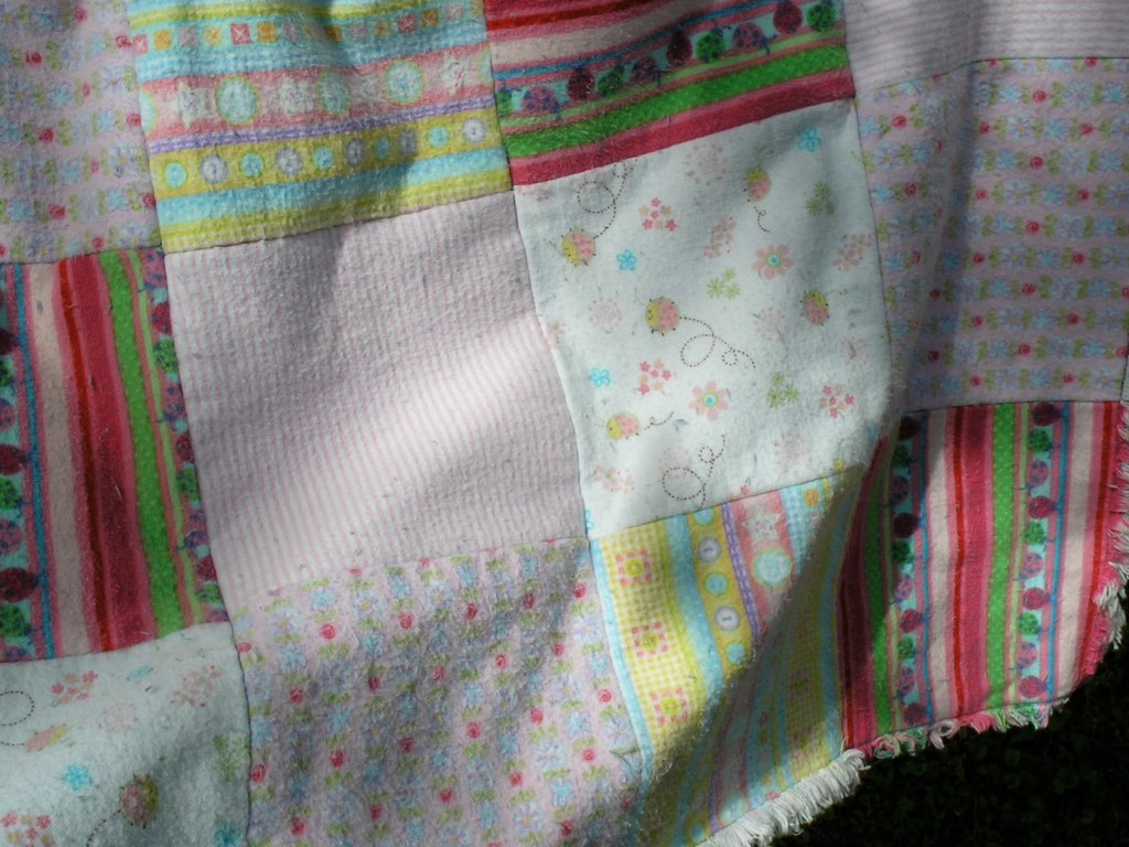 close up of flannel side of quilt